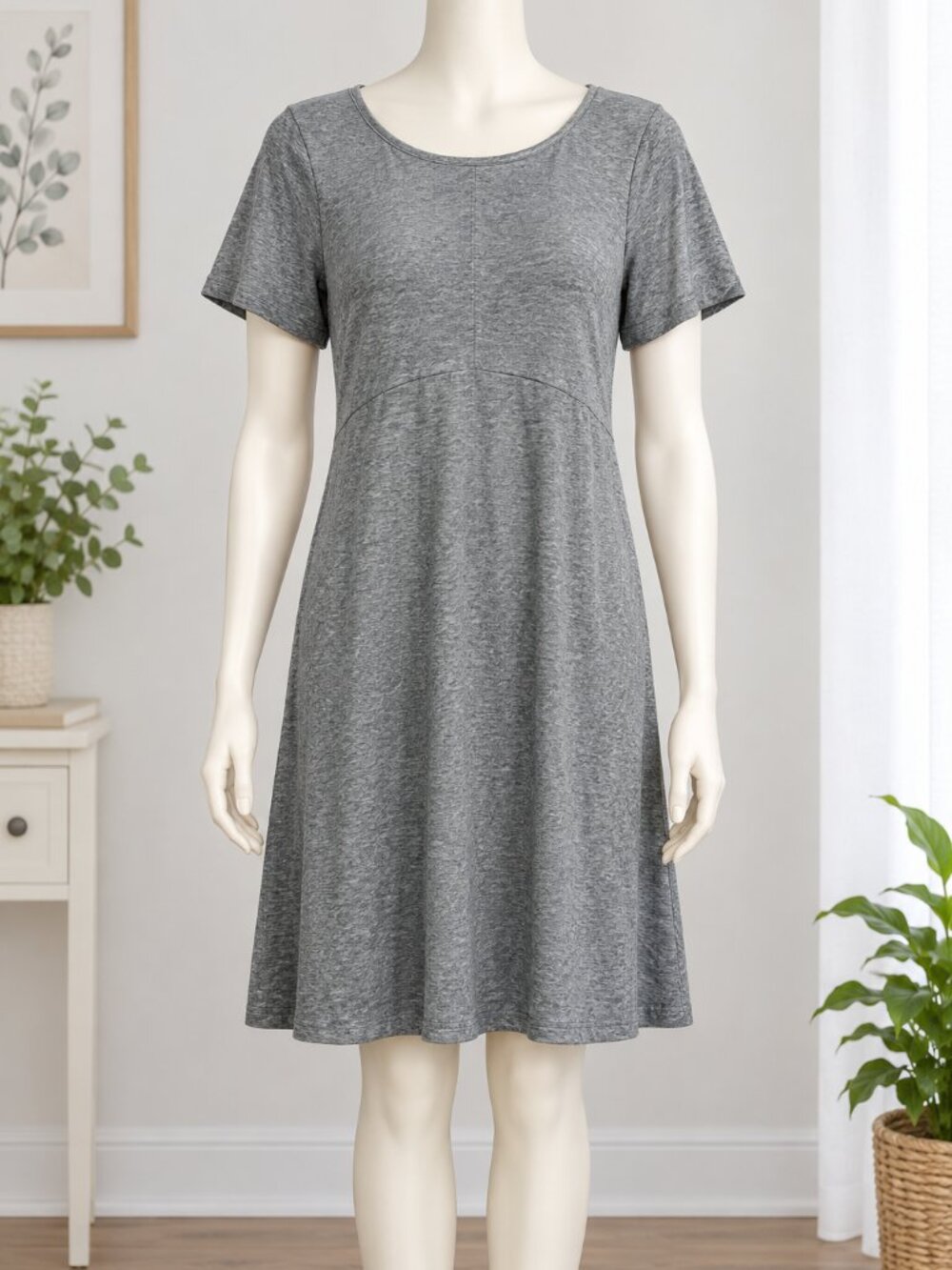 Heatherly Gray Short Sleeve Midi Dress 2X NWT